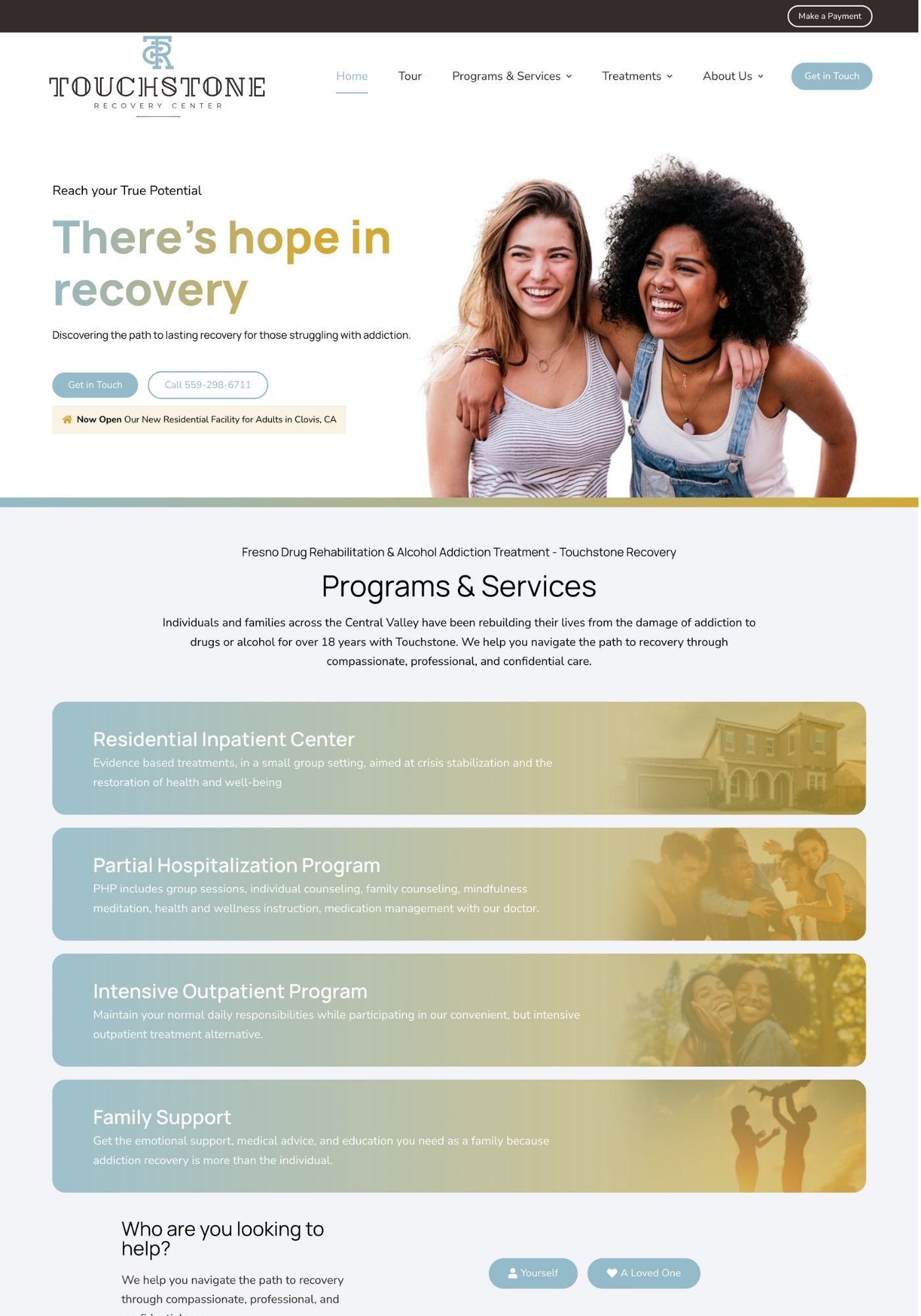 Touchstone Recovery Center website